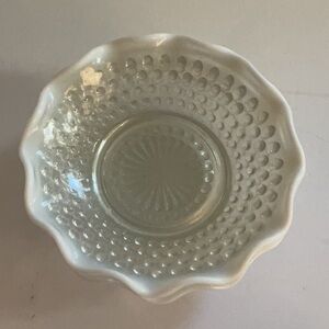 Fenton Opalescent Moonstone Hobnail ruffled Glass Berry Bowl